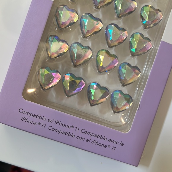 Compatible w/ iPhone 11 SHINY CLEAR / RAINBOW HEART METALLIC PHONE CASE! π€ π€ - Picture 8 of 15